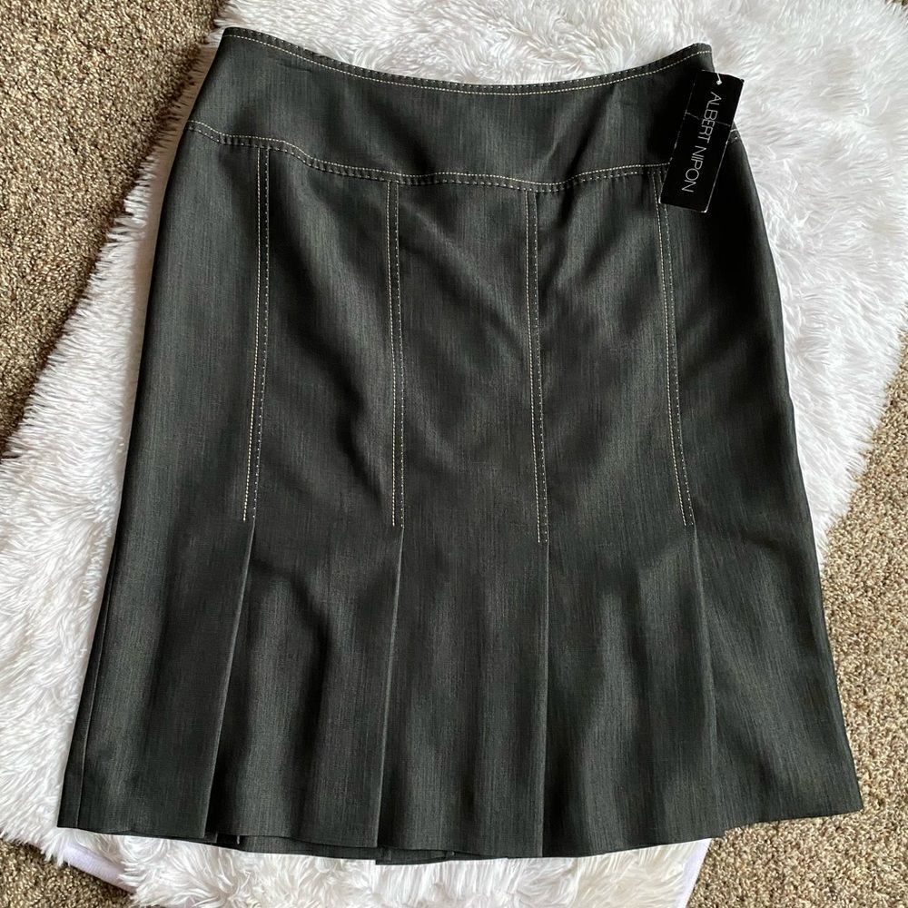 Albert Nipon Skirt Lined Career Wear Office Flowy Gray NEW‎ Women’s Size 10